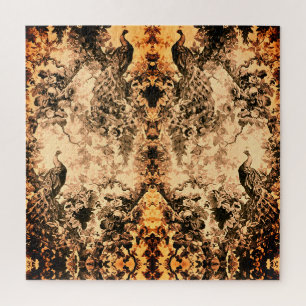 Viktorianisches Pfauen-Blumenmuster elegant vintag Puzzle