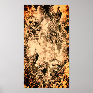 Viktorianisches Pfauenblumenmuster Poster