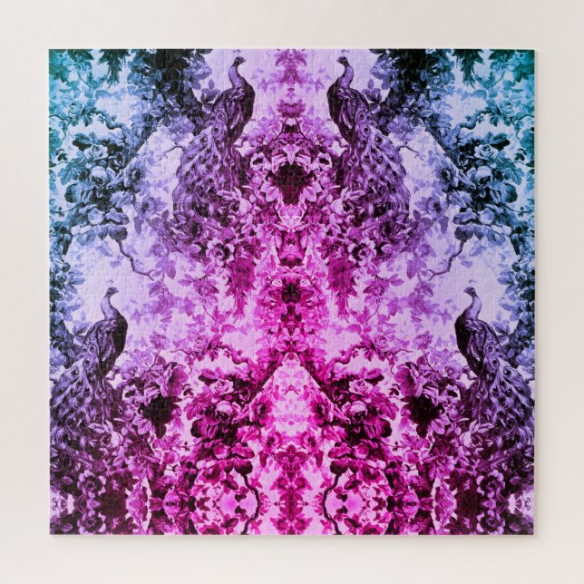 Viktorianisches Pfauenblütenmuster Puzzle (Vertikal)