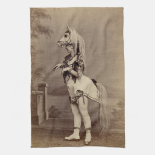 Viktorianisches Pferdekostüm-Daguerreotypie/Foto Küchentuch