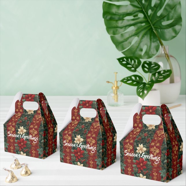 Viktorianisches Poinsettia-Streifenmuster Geschenkschachtel (Zahlreiche)