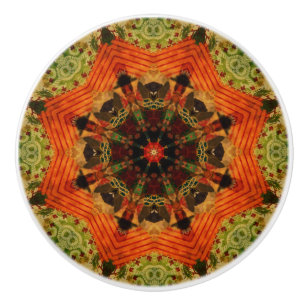 Viktorianisches Quilt aus Orangenstern inspiriert Keramikknauf