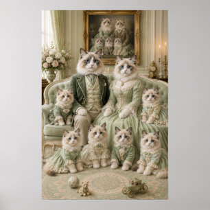 Viktorianisches Ragdoll-Katzenfamilienporträt – El Poster