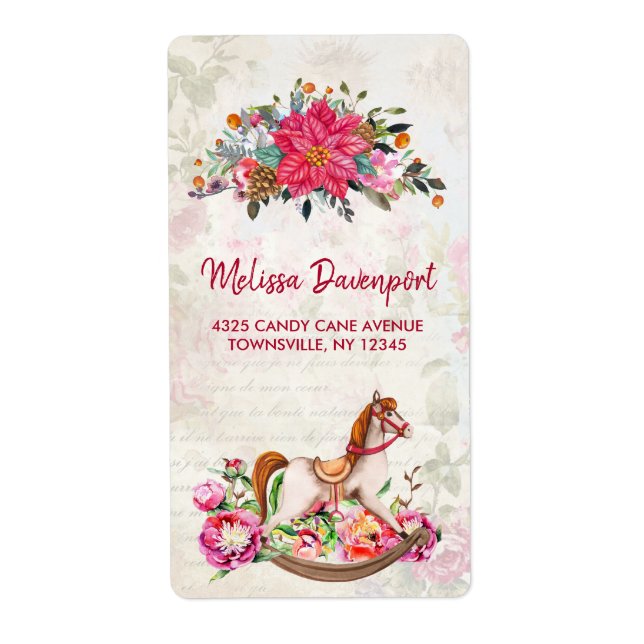 Viktorianisches Rockpferd & Poinsettia Weihnachten (Vorne)