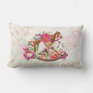 Viktorianisches Rockpferd & Poinsettia Weihnachten Lendenkissen