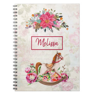 Viktorianisches Rockpferd & Poinsettia Weihnachten Notizblock