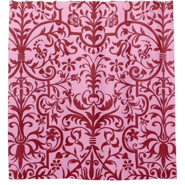 Viktorianisches rosa Motiv Duschvorhang (Vorderseite)