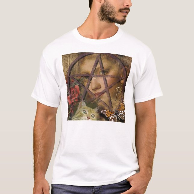 viktorianisches Rose Pentagrambild T-Shirt (Vorderseite)