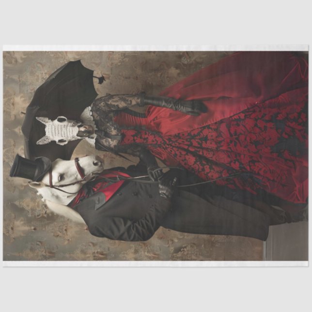 Viktorianisches Rotes DressPferd Dekoupage Seidenpapier (Vorderseite)