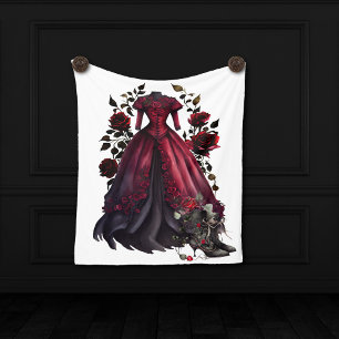 Viktorianisches rotes Kleid und Absätze Antikes Wandteppich
