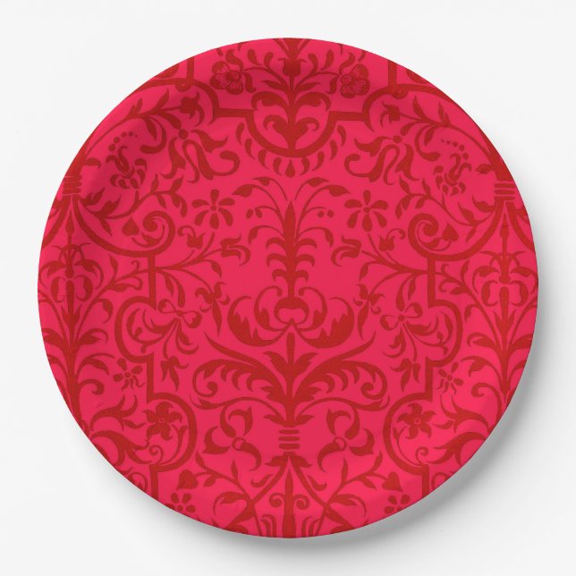 Viktorianisches rotes Motiv Pappteller (Vorderseite)