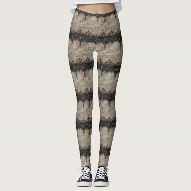 Viktorianisches Rubinpunt-Gotikmuster (1) Leggings (Vorderseite)