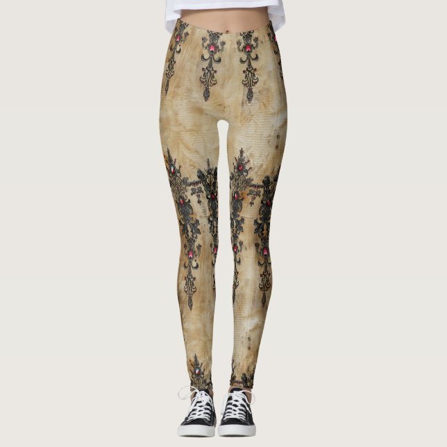 Viktorianisches Rubinpüppchen-Gotikmuster (3) Leggings (Vorderseite)