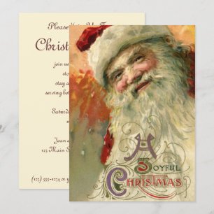 Viktorianisches Santa-Claus-Porträt, vintage Weihn Einladung