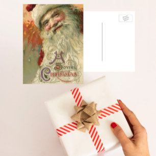 Viktorianisches Santa-Claus-Porträt, vintage Weihn Feiertagspostkarte