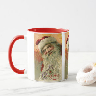 Viktorianisches Santa-Claus-Porträt, vintage Weihn Tasse