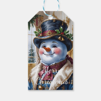 Viktorianisches Schneemann-Weihnachtsdesign Geschenkanhänger
