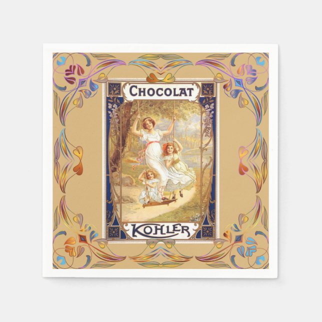 Viktorianisches Schokoladenetikett Tasche Serviette (Vorderseite)