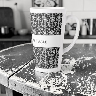 Viktorianisches Schwarz-Weiß-Damaskusmuster Milchtasse