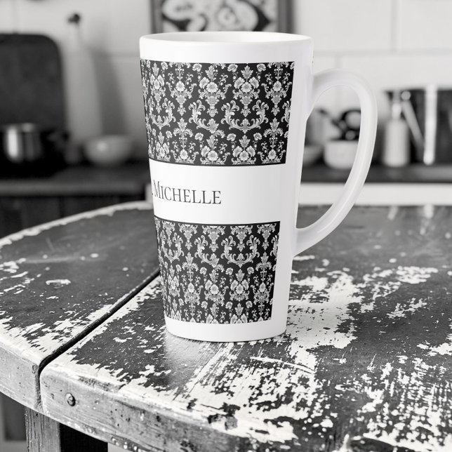Viktorianisches Schwarz-Weiß-Damaskusmuster Milchtasse (Von Creator hochgeladen)