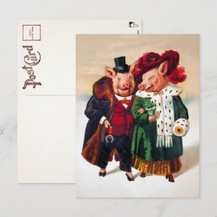 Viktorianisches Schweinepaar Postkarte