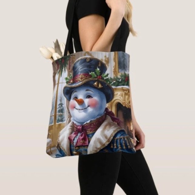 Viktorianisches Snowman Weihnachtsdesign (Tote Bag — 100% polyester, black laminated lining 100% cotton web hand. Made in the USA.
)