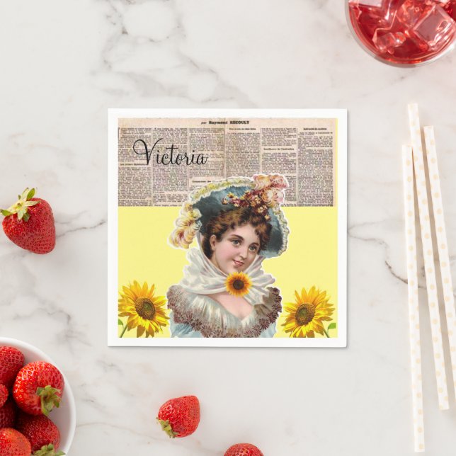 Viktorianisches Sonnenblumenpapier Napkins Serviette (Beispiel)