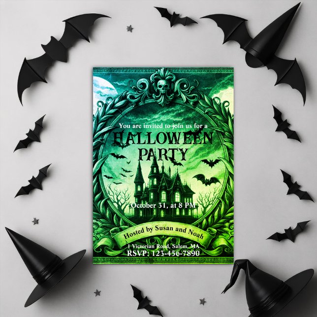 Viktorianisches Spuk Haus Gotisches Halloween-Part Einladung (Victorian Haunted House Gothic Halloween Party Invitation)