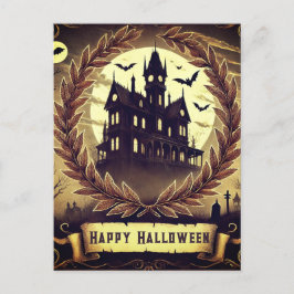 Viktorianisches Spuk Haus Vintag Happy Halloween Feiertagspostkarte