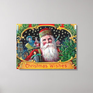 Viktorianisches St. Nick mit Gold Stars und Spielz Leinwanddruck