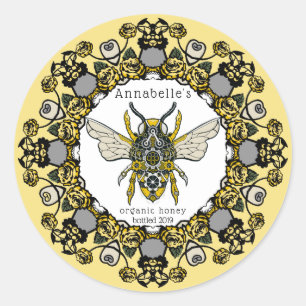 Viktorianisches Steampunk Bee Honey Label Runder Aufkleber