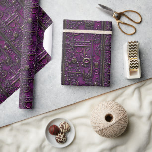 Viktorianisches Steampunk-Getriebe Amethyst Violet Geschenkpapier