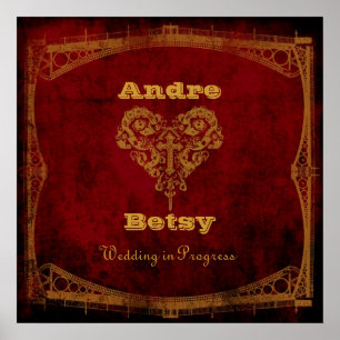 Viktorianisches Steampunk-Hochzeitssymbol Poster