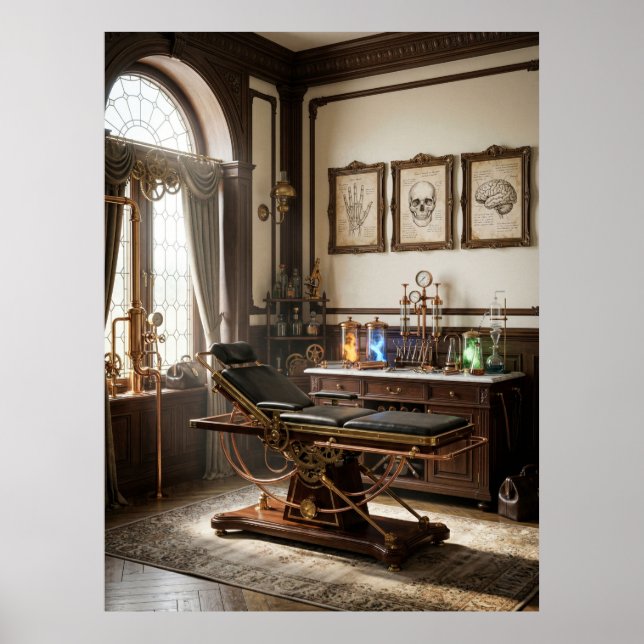 Viktorianisches Steampunk-Medizinlabor Poster (Vorne)