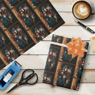 Viktorianisches Steampunk-Paar Eleganz Romantik Geschenkpapier