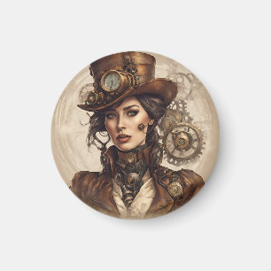 Viktorianisches Steampunk-Portrait einer Frau Magnet