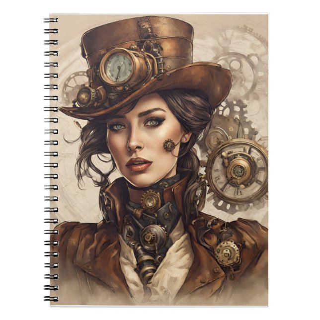 Viktorianisches Steampunk-Portrait einer Frau Notizblock (Vorderseite)