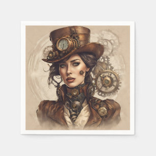 Viktorianisches Steampunk-Portrait einer Frau Serviette