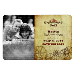 Viktorianisches Steampunk-Save the Date Foto Magnet
