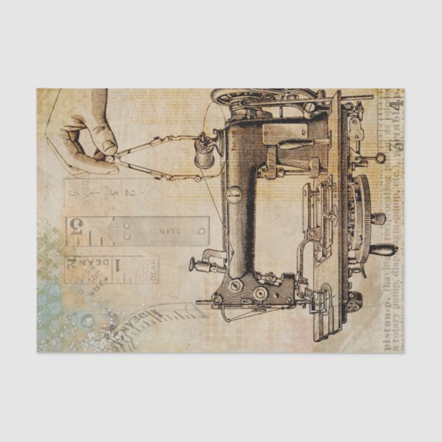 Viktorianisches Steampunken Erfinden der Nähmaschi Seidenpapier (Vorderseite)