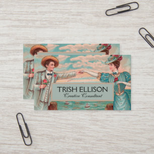 Viktorianisches Strandliebeskleid Ozean-Hochzeitsp Visitenkarte