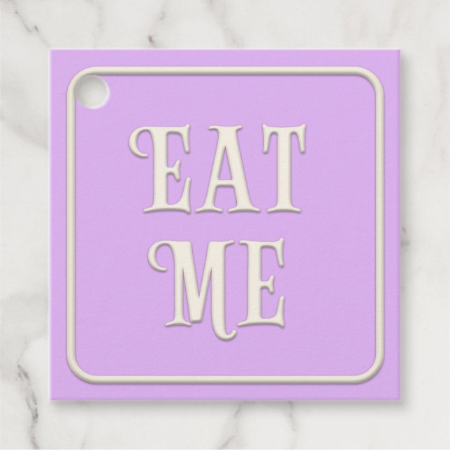 viktorianisches Tee-Party "Eat Me" Pink Square Cus Geschenkanhänger (Vorderseite)