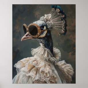 Viktorianisches Tierportrait, Dressed Lady Peacock Poster