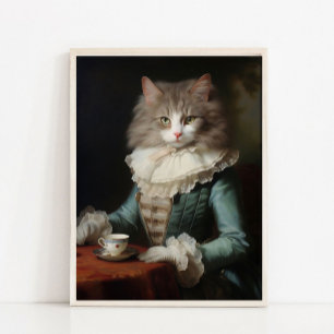 Viktorianisches Tierporträt, königliche Lady Katze Poster