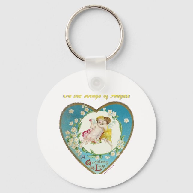 Viktorianisches Valentine Über den Engel - Geschen Schlüsselanhänger (Vorderseite)