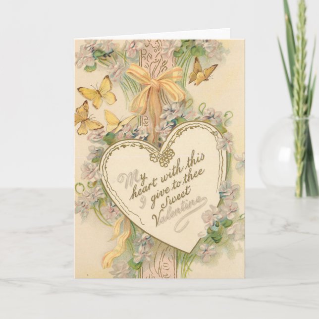 Viktorianisches Valentinherz Feiertagskarte (Vorderseite)