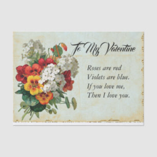 Viktorianisches Valentinstag Bouquet-Gedicht Seidenpapier