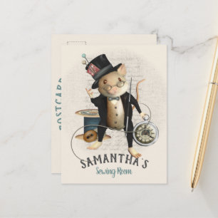 Viktorianisches verrücktes Hatter-Maus-Nähdesign Postkarte