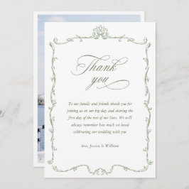 Viktorianisches Verziertes Blumenstuhl Grünes Hoch Dankeskarte