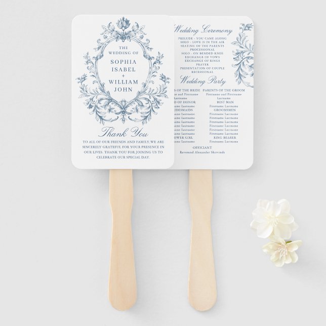 Viktorianisches Verziertes Blumenzeremonieprogramm Fächer (Vorne und Hinten)